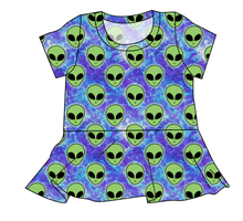 Load image into Gallery viewer, Green Aliens Ladies&#39; Peplum Top