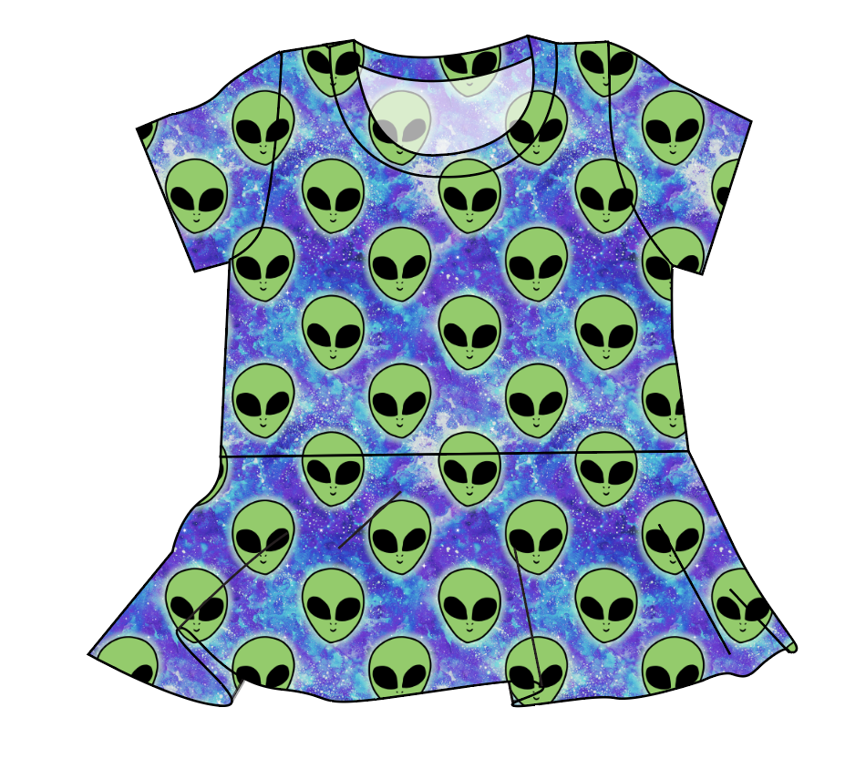 Green Aliens Ladies' Peplum Top