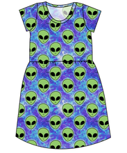 Load image into Gallery viewer, Green Aliens Ladies&#39; Play Dress