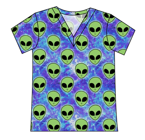 Green Aliens Ladies' Slouchy V-Neck Tee