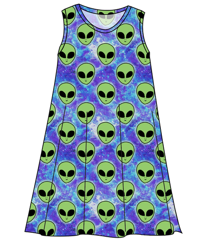 Green Aliens Ladies' Swing Dress