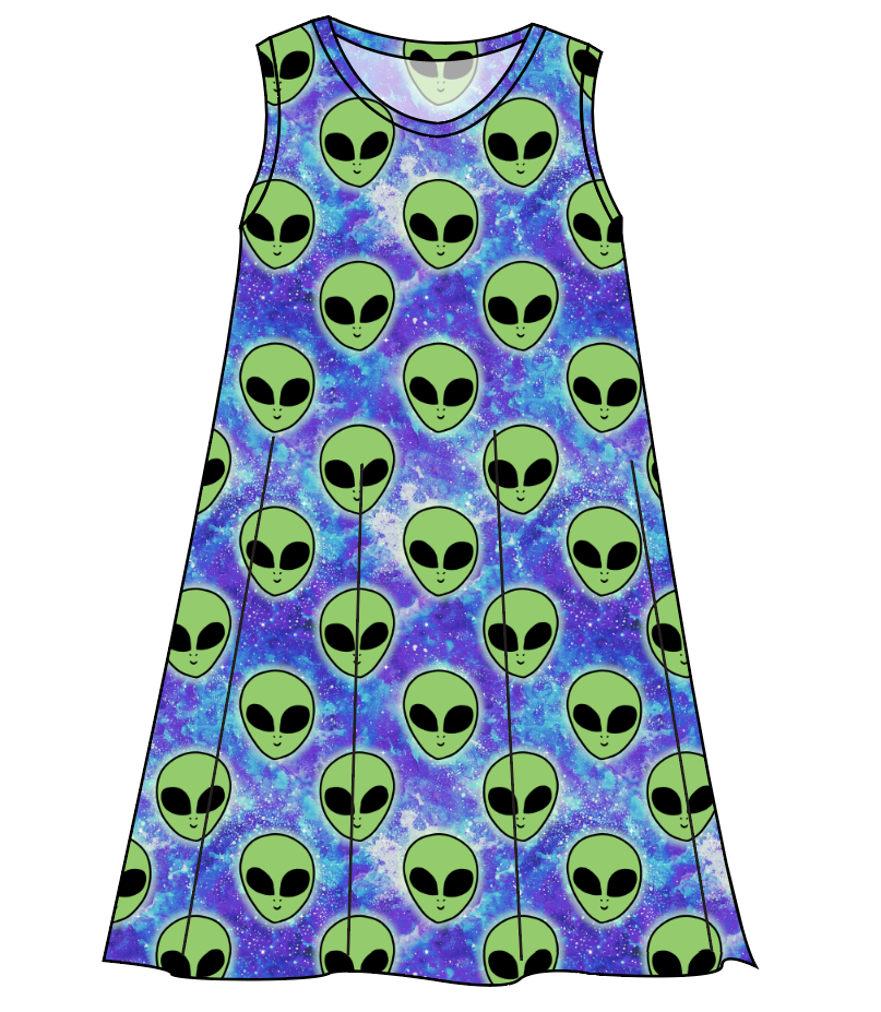 Green Aliens Ladies' Swing Dress