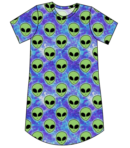 Green Aliens Ladies' T-Shirt Dress