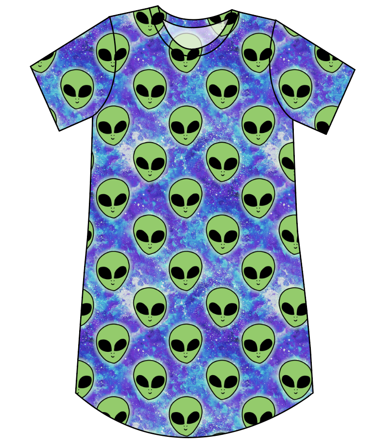 Green Aliens Ladies' T-Shirt Dress