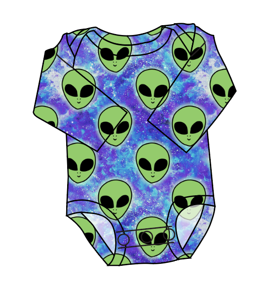 Green Aliens Lap Neck Bodysuit