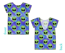 Load image into Gallery viewer, Green Aliens Low Back Ballerina Tee