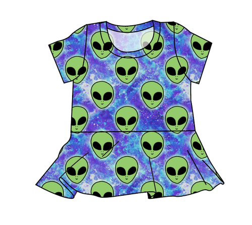 Green Aliens Peplum Top