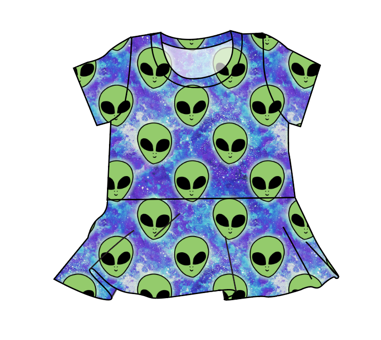Green Aliens Peplum Top