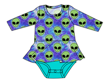 Load image into Gallery viewer, Green Aliens Peplum Top
