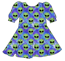 Load image into Gallery viewer, Green Aliens Prairie Dress