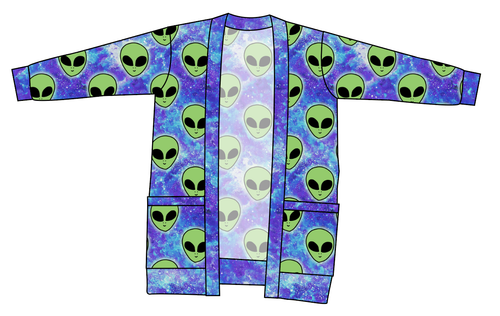 Green Aliens Ladies' Grandpa Cardigan