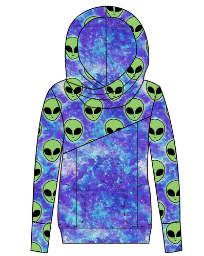 Green Aliens Ladies Hoodie