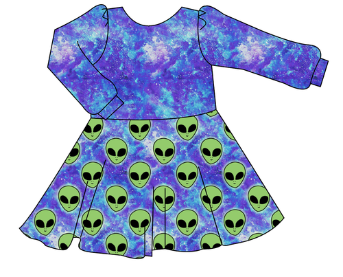 Green Aliens Prairie Dress