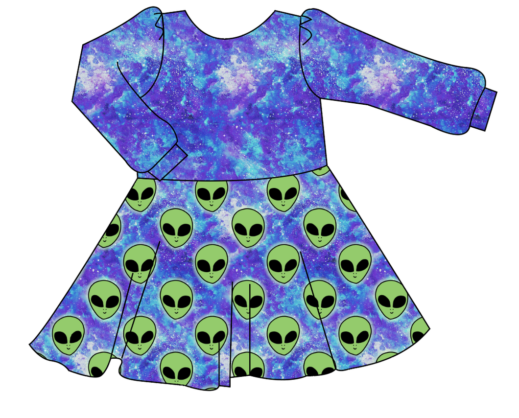 Green Aliens Prairie Dress