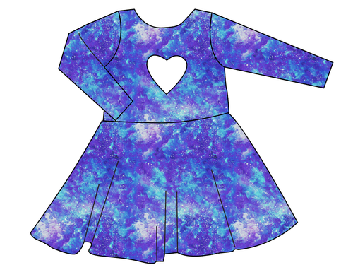 Neon Nebula Molly Heart Back Twirly Dress