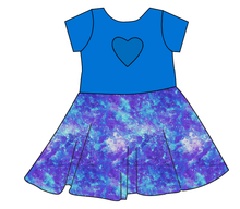 Load image into Gallery viewer, Neon Nebula Molly Heart Back Twirly Dress