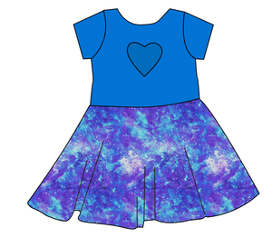 Neon Nebula Molly Heart Back Twirly Dress