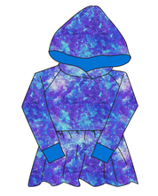 Load image into Gallery viewer, Neon Nebula Peplum Hoodie (or Crewneck)