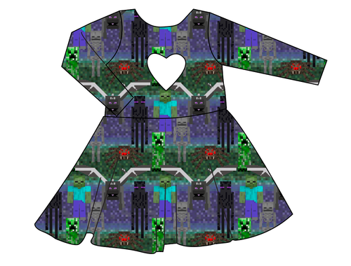 Night Blocks Molly Heart Back Twirly Dress