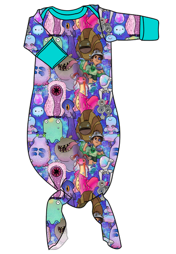 Alien Friends Newborn Knotted Gown