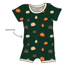 Load image into Gallery viewer, Pumpkins on Pine Grow With Me Pants And Shorts Romper