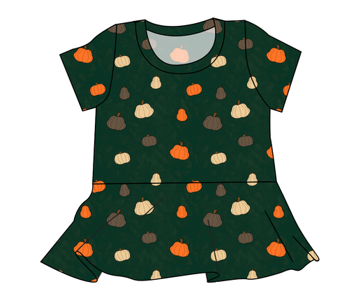 Pumpkins on Pine Ladies' Peplum Top