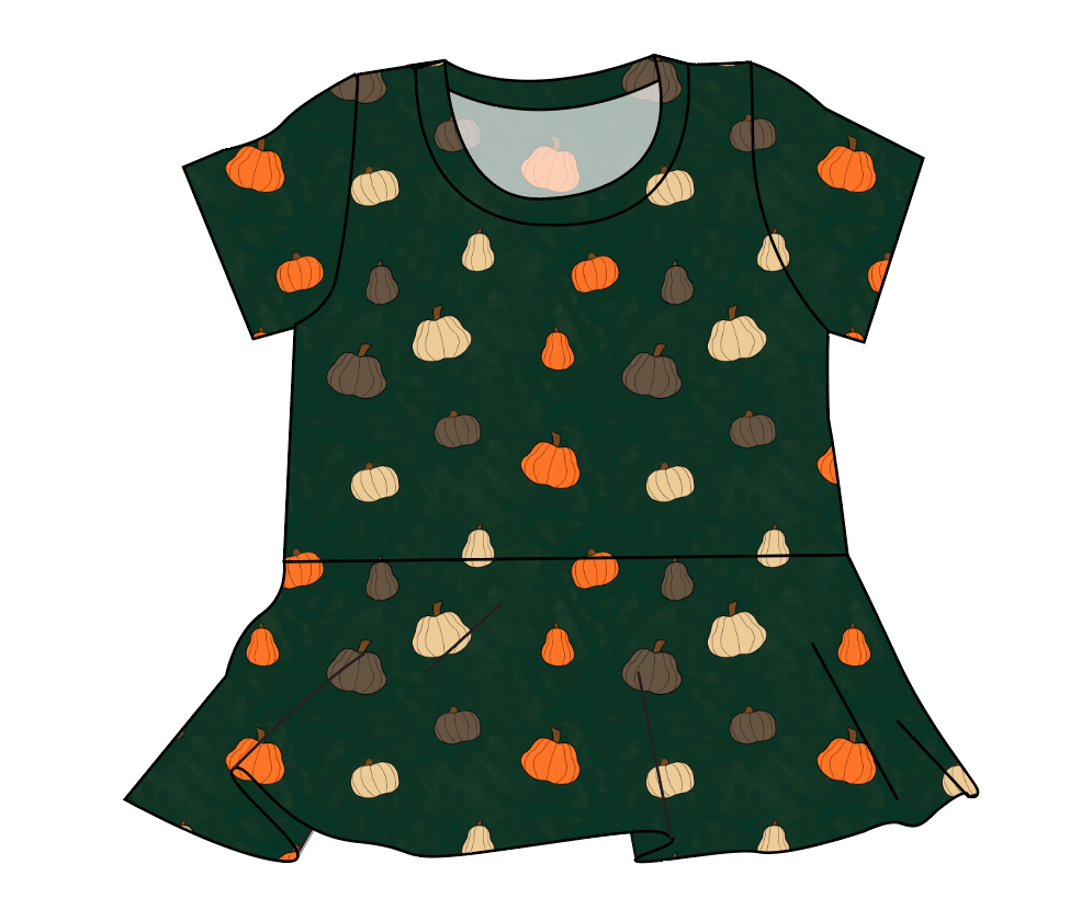 Pumpkins on Pine Ladies' Peplum Top