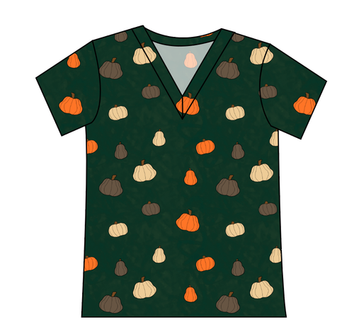 Pumpkins on Pine Ladies' Slouchy V-Neck Tee