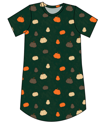 Pumpkins on Pine Ladies' T-Shirt Dress