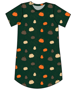 Pumpkins on Pine Ladies' T-Shirt Dress