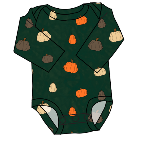 Pumpkins on Pine Lap Neck Bodysuit