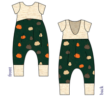 Load image into Gallery viewer, Pumpkins on Pine Low Back Romper and Bubble Romper