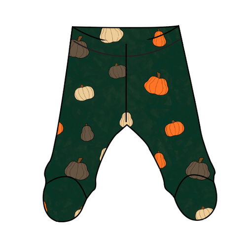 Pumpkins on Pine Newborn Footed Pants