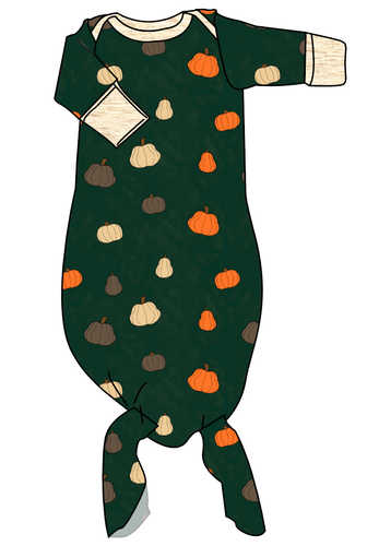 Pumpkins on Pine Newborn Knotted Gown