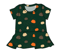 Load image into Gallery viewer, Pumpkins on Pine Peplum Top
