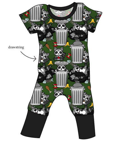 Trash Raccoons Grow With Me Pants And Shorts Romper