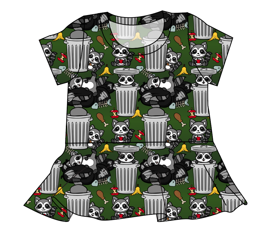 Trash Raccoons Ladies' Peplum Top