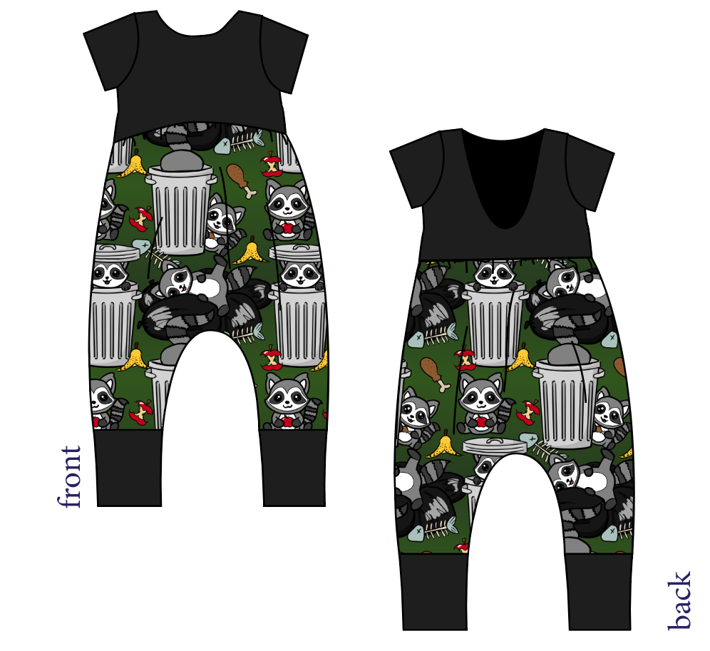 Trash Raccoons Low Back Romper and Bubble Romper