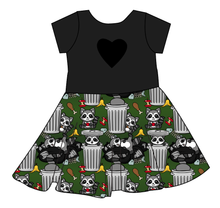 Load image into Gallery viewer, Trash Raccoons Molly Heart Back Twirly Dress
