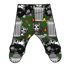 Load image into Gallery viewer, Trash Raccoons Newborn Footed Pants