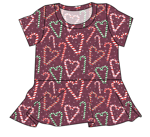 Candy Cane Lane Ladies' Peplum Top