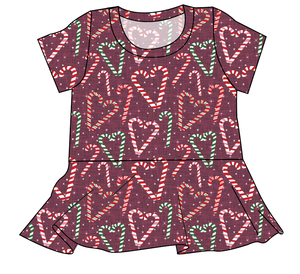 Candy Cane Lane Ladies' Peplum Top