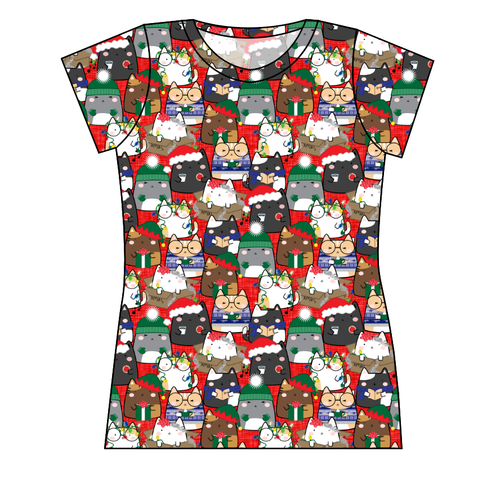 Meowy Catmas Ladies' Basic Tee