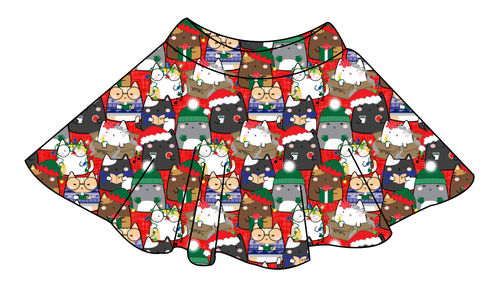 Meowy Catmas Ladies' Circle Skirt