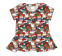 Load image into Gallery viewer, Meowy Catmas Ladies&#39; Peplum Top