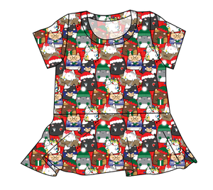Meowy Catmas Ladies' Peplum Top