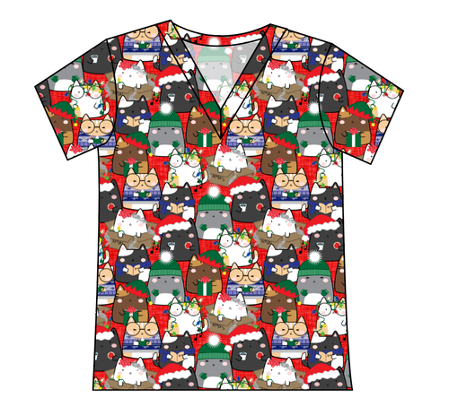 Meowy Catmas Ladies' Slouchy V-Neck Tee