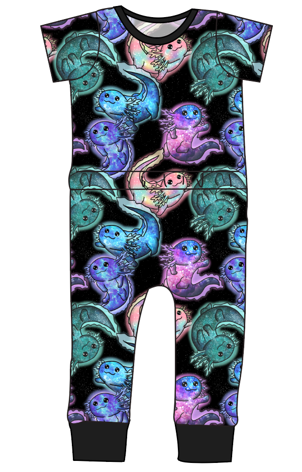 Galaxy Axolotl Bennett Pants and Shorts Length T-Shirt Romper