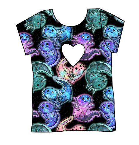 Galaxy Axolotl Cambria Heart Back Tee