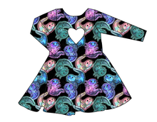Load image into Gallery viewer, Galaxy Axolotl Molly Heart Back Twirly Dress